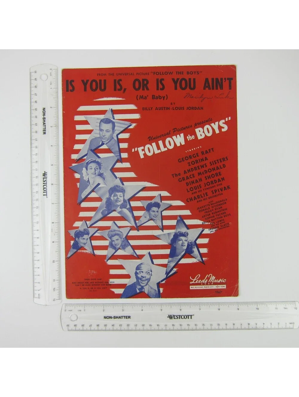 Sheet Music Is You Is Or Is You Ain't Ma Baby Follow the Boys Movie Vintage 1944